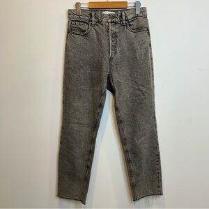 Dynamite High Rise Waist Rosie Jeans Raw Hem Grey Washed Black Mom Jeans